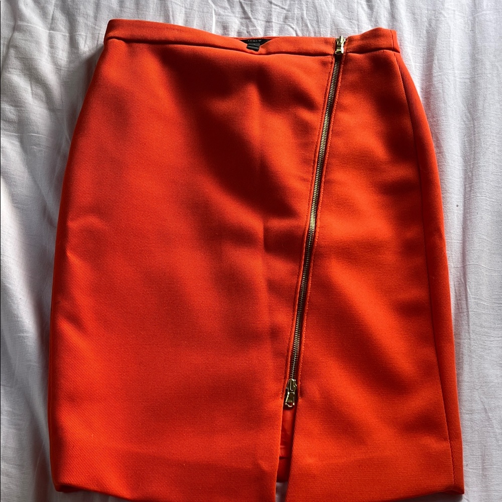 J. Crew Orange Zipper Detail Skirt